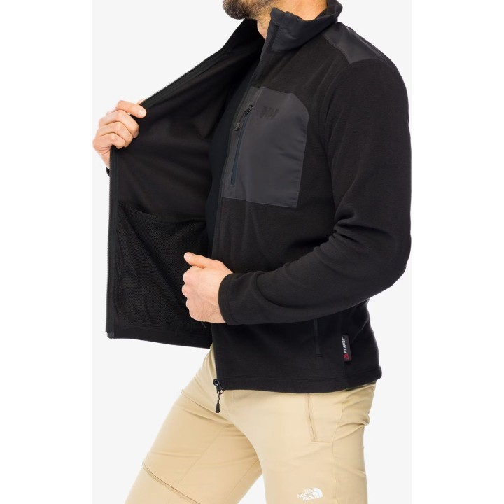 Giacca in pile con cappuccio Helly Hansen Daybreaker Block da uomo, nera, taglia M