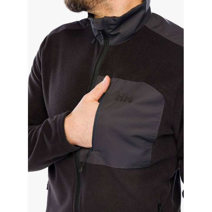 Giacca in pile con cappuccio Helly Hansen Daybreaker Block da uomo, nera, taglia M