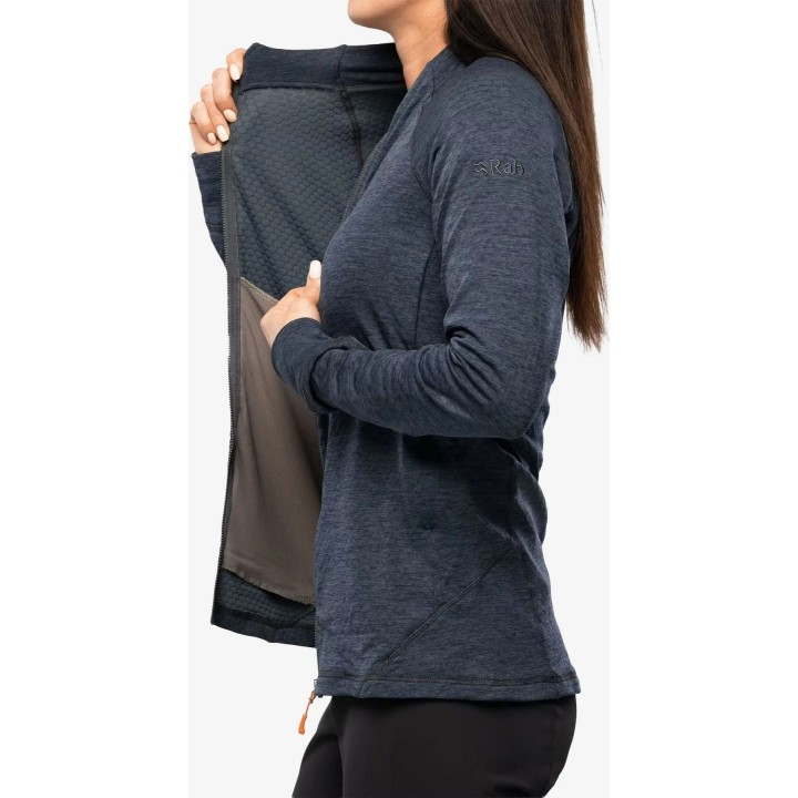 Chaqueta de forro polar Rab Nexus para mujer, color acero