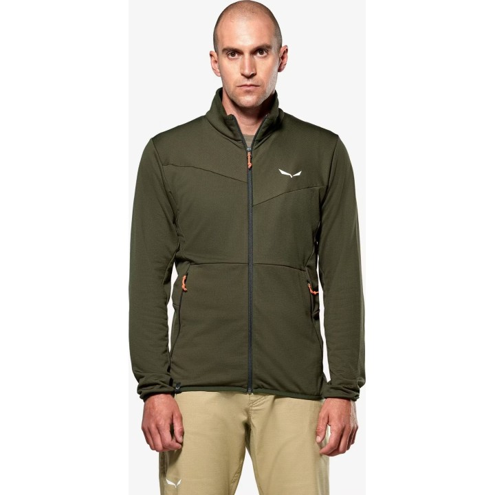 Chaqueta de forro polar Salewa Puez Cammino PL, color verde oliva oscuro, talla S