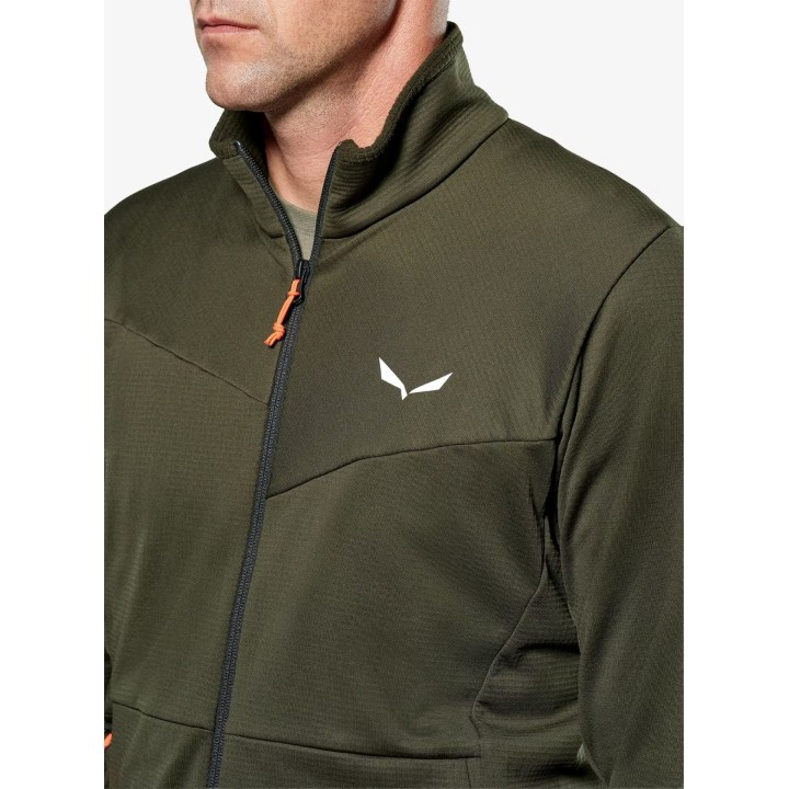 Chaqueta de forro polar Salewa Puez Cammino PL, color verde oliva oscuro, talla S
