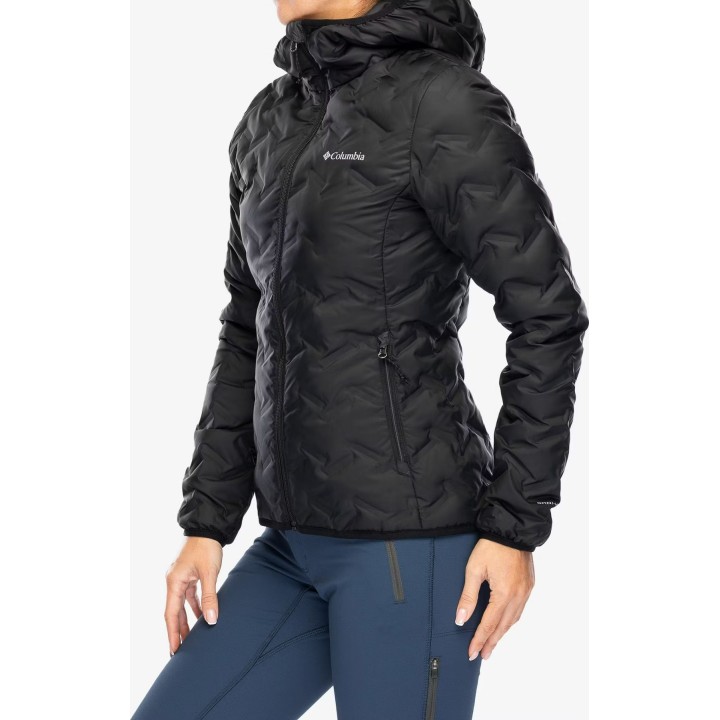 Chaqueta de plumón con capucha Columbia Delta Ridge II para mujer, negra, talla S