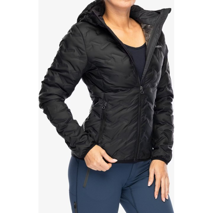 Chaqueta de plumón con capucha Columbia Delta Ridge II para mujer, negra, talla S