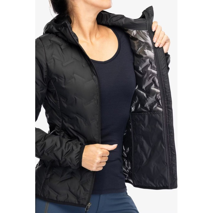 Chaqueta de plumón con capucha Columbia Delta Ridge II para mujer, negra, talla S