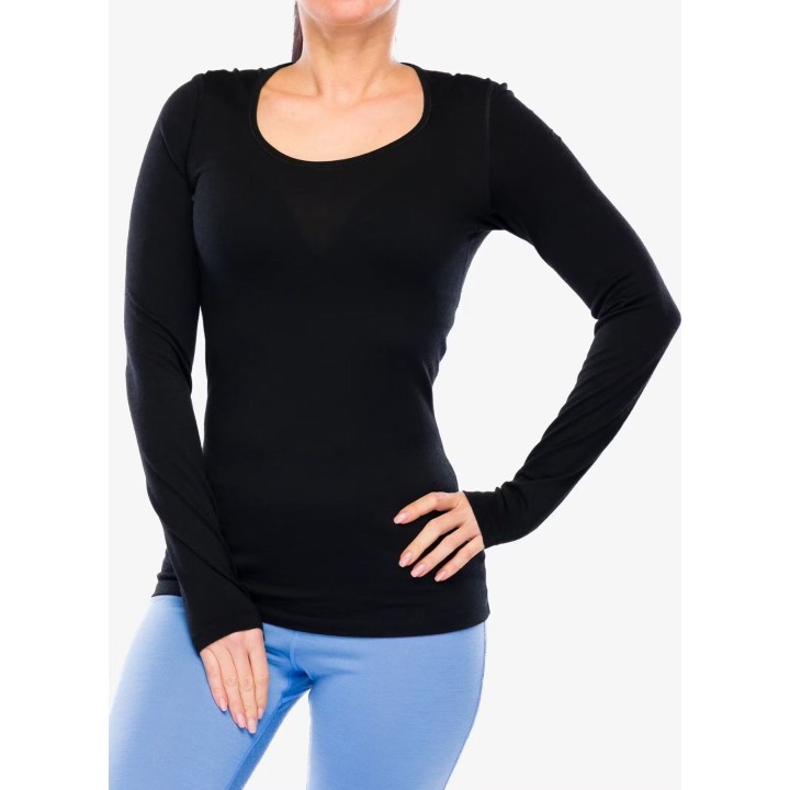 Icebreaker Merino 200 Oasis LS Scoop para mujer, negro