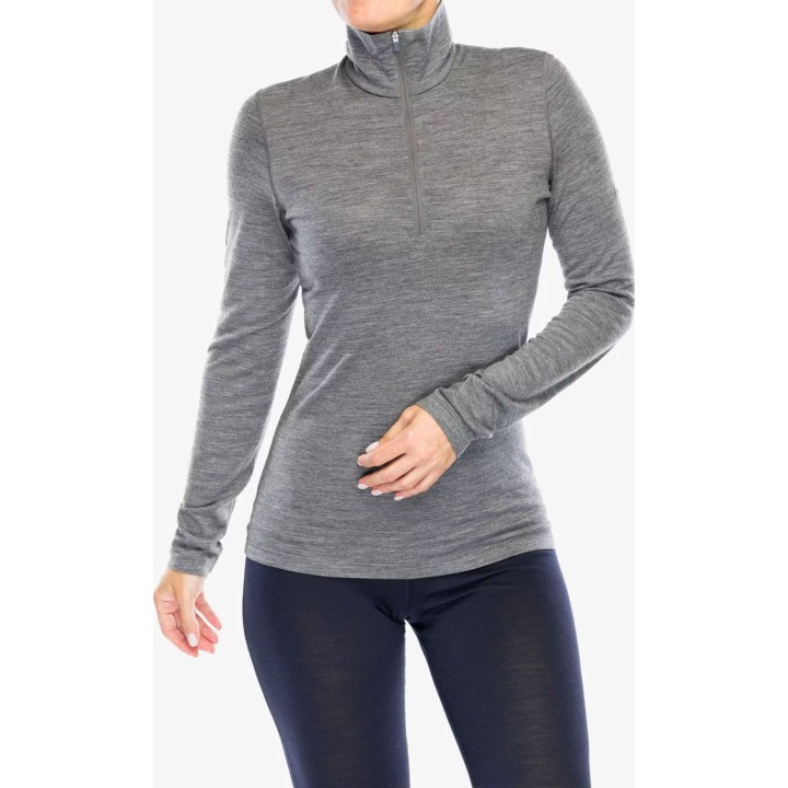 Icebreaker Merino 200 Oasis LS, jersey de media cremallera para mujer, color Gritstone Hthr, talla XS