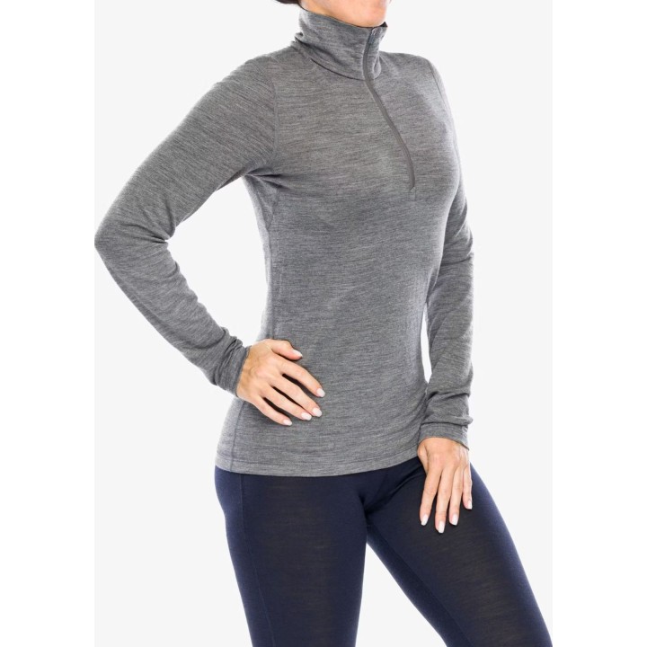 Icebreaker Merino 200 Oasis LS, jersey de media cremallera para mujer, color Gritstone Hthr, talla XS