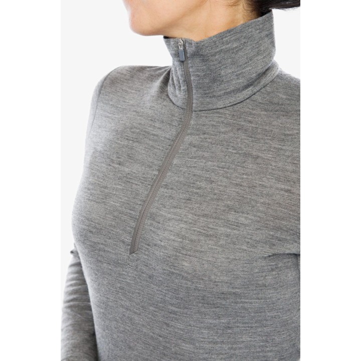Icebreaker Merino 200 Oasis LS, jersey de media cremallera para mujer, color Gritstone Hthr, talla XS