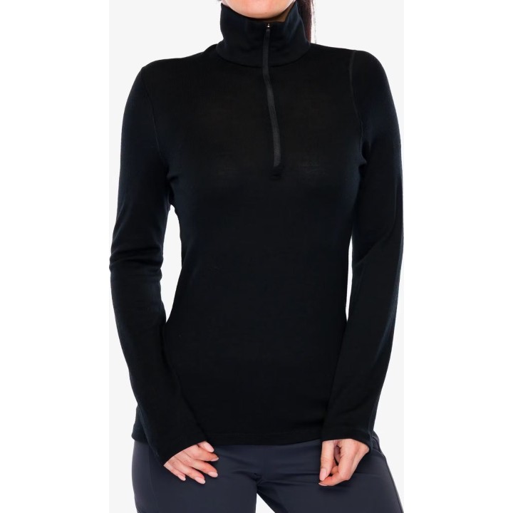 Icebreaker Merino 260 Tech LS con media cremallera para mujer, negro