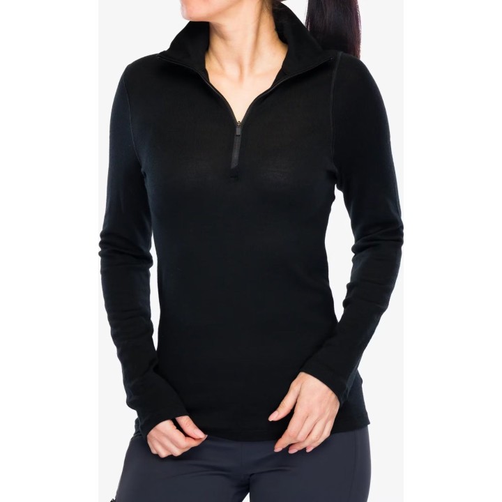 Icebreaker Merino 260 Tech LS con media cremallera para mujer, negro