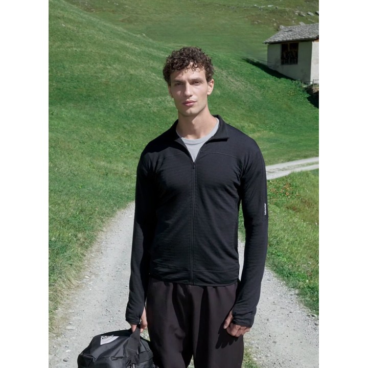Icebreaker Merino Blend 300 RealFleece Descender LS Zip, negro, talla S
