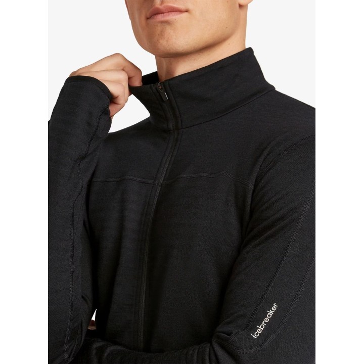Icebreaker Merino Blend 300 RealFleece Descender LS Zip Nero S