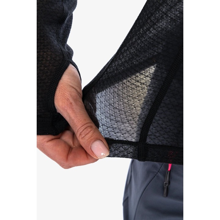 Icebreaker, mezcla de merino 75 %, Cool-Lite, Featherlight, manga larga, cuello redondo, mujer, negro