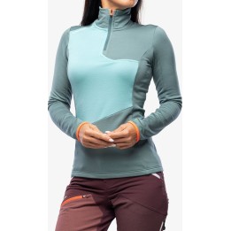 Ortovox Fleece Grid, camisola de gola alta com meio fecho, mulher, preta, tamanho L