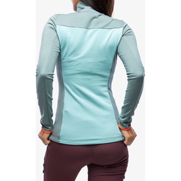 Jersey de cuello alto con media cremallera Ortovox Fleece Grid para mujer, negro, talla L