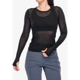 Icebreaker Merino 75 Cool-Lite Featherlight LS Crewe Damen-Oberteil, schwarz