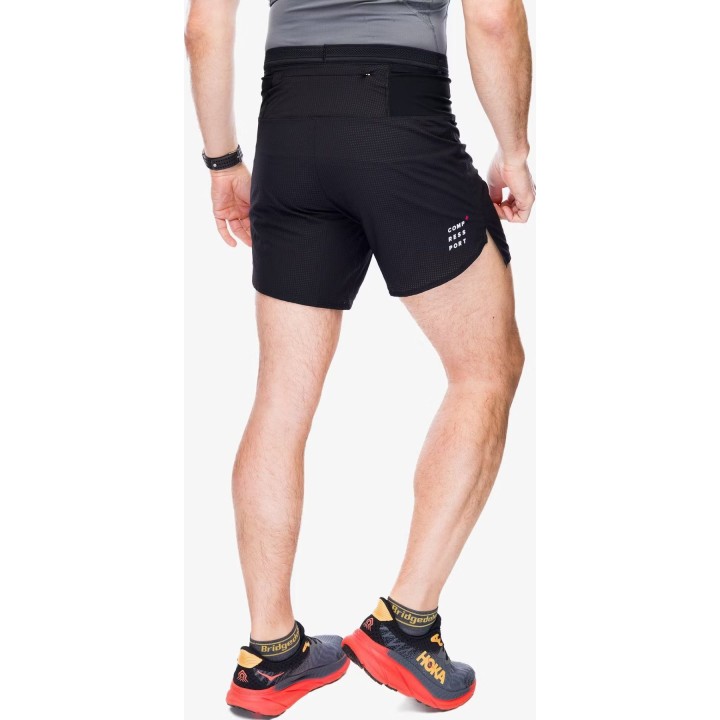 Pantalones cortos de trail running Compressport para hombre, negros, talla L