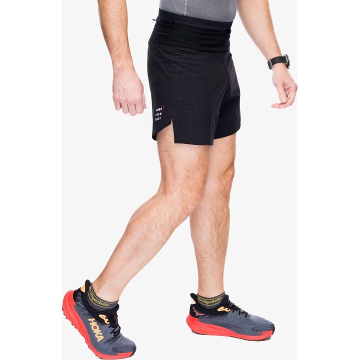 Pantalones cortos de trail running Compressport para hombre, negros, talla L