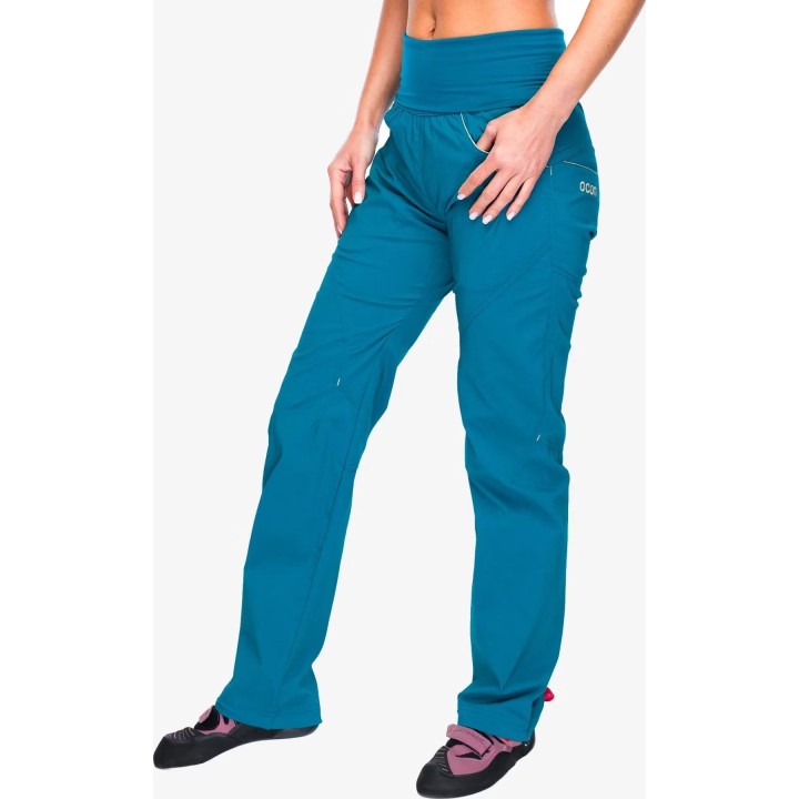 Pantalones de escalada Ocun Noya Eco para mujer, color turquesa, talla L