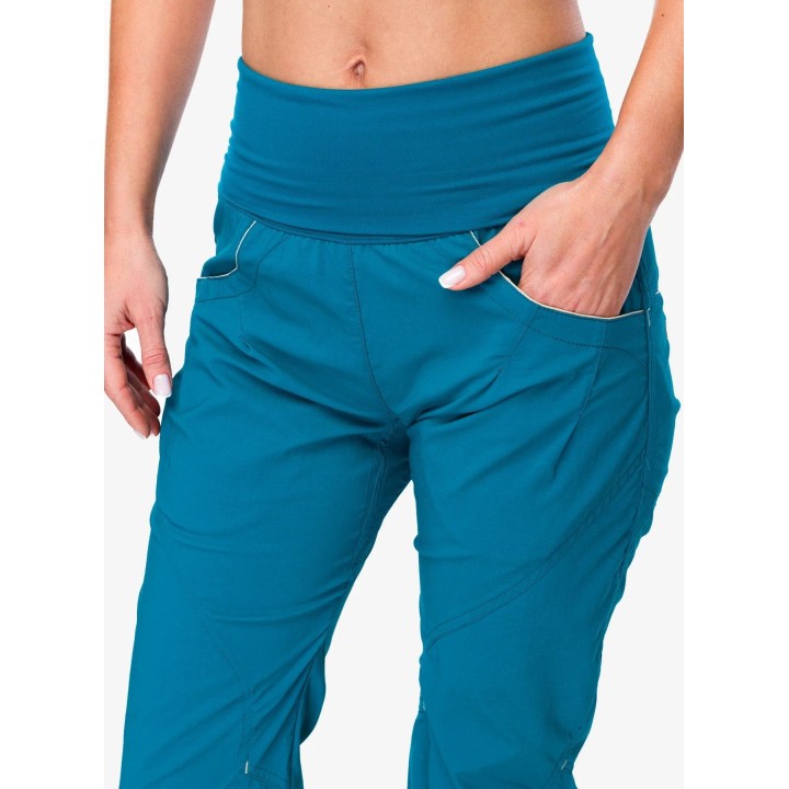Pantalones de escalada Ocun Noya Eco para mujer, color turquesa, talla L