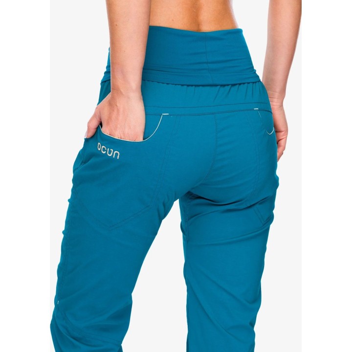Pantalones de escalada Ocun Noya Eco para mujer, color turquesa, talla L