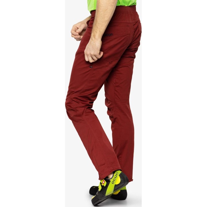 Pantalones de escalada orgánicos Ocun Drago para hombre, color vino Syrah, talla M