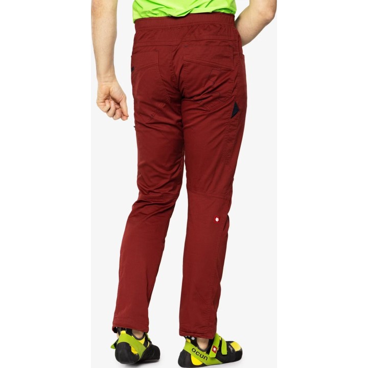 Pantalones de escalada orgánicos Ocun Drago para hombre, color vino Syrah, talla M