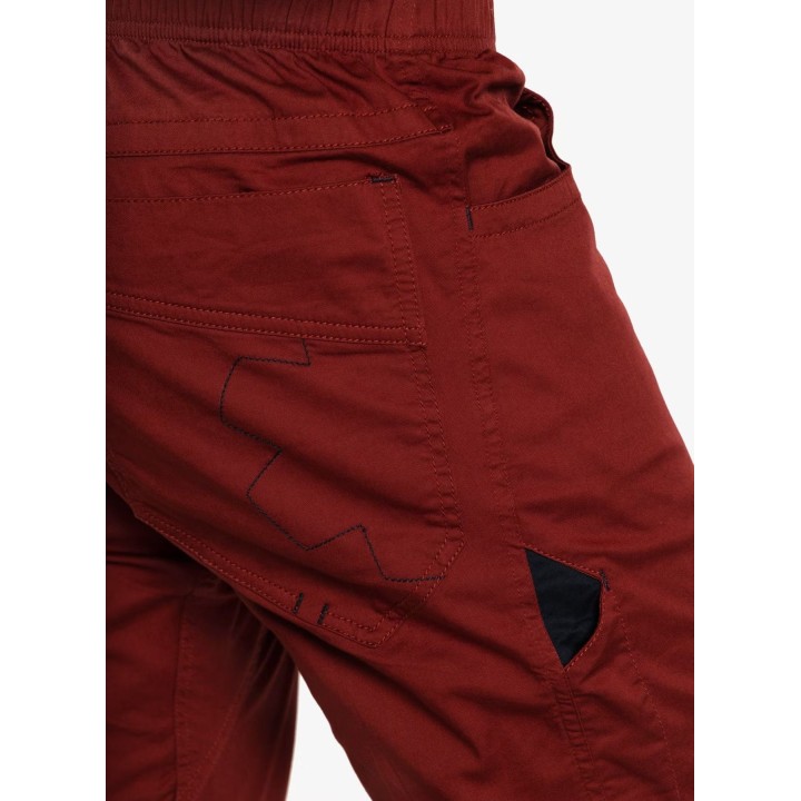 Pantalones de escalada orgánicos Ocun Drago para hombre, color vino Syrah, talla M
