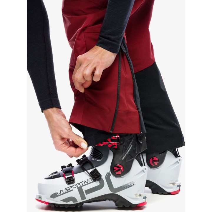 Pantalones de esquí de travesía para mujer Salewa Sella DST Hyb, color Syrah