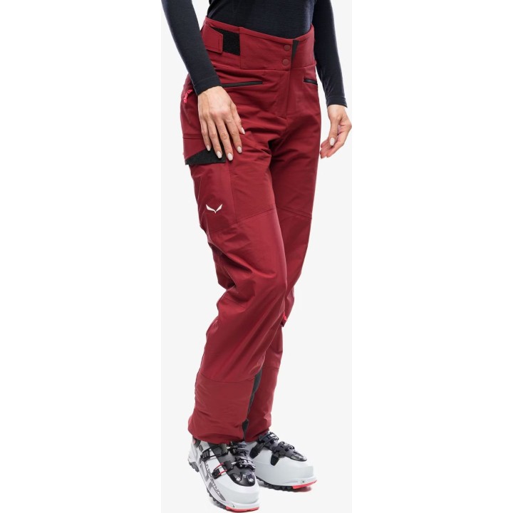 Pantalones de esquí de travesía para mujer Salewa Sella DST Hyb, color Syrah