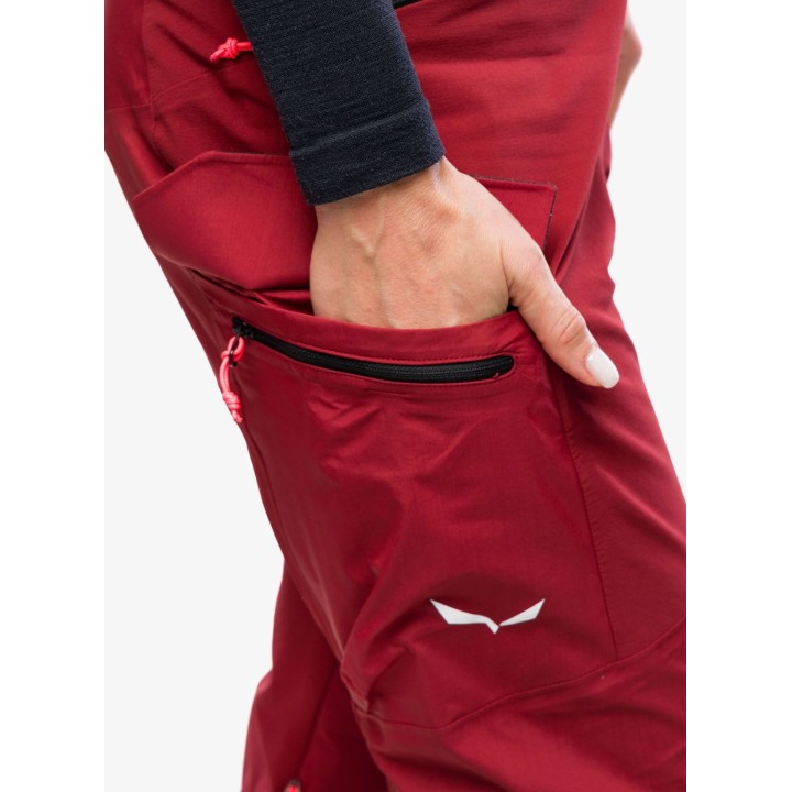 Pantalones de esquí de travesía para mujer Salewa Sella DST Hyb, color Syrah