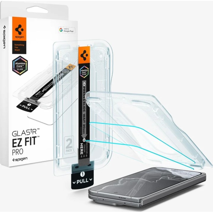 Pellicola protettiva in vetro temperato trasparente Spigen EZ Fit per Google Pixel 11 Pro Fold (confezione da 2)
