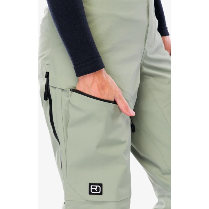 Calças Ortovox Ravine Free 3L Hardshell para Mulher, Verde Salva, Tamanho L