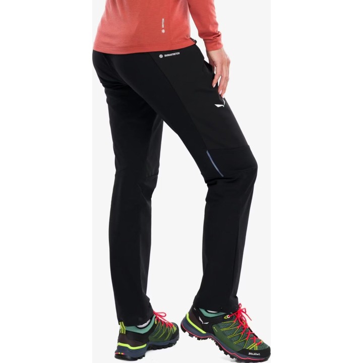 Pantalones Salewa Pedroc SW DST Wind para mujer, color negro mate