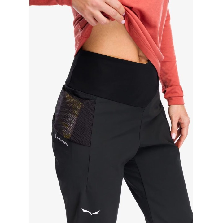 Pantalones Salewa Pedroc SW DST Wind para mujer, color negro mate