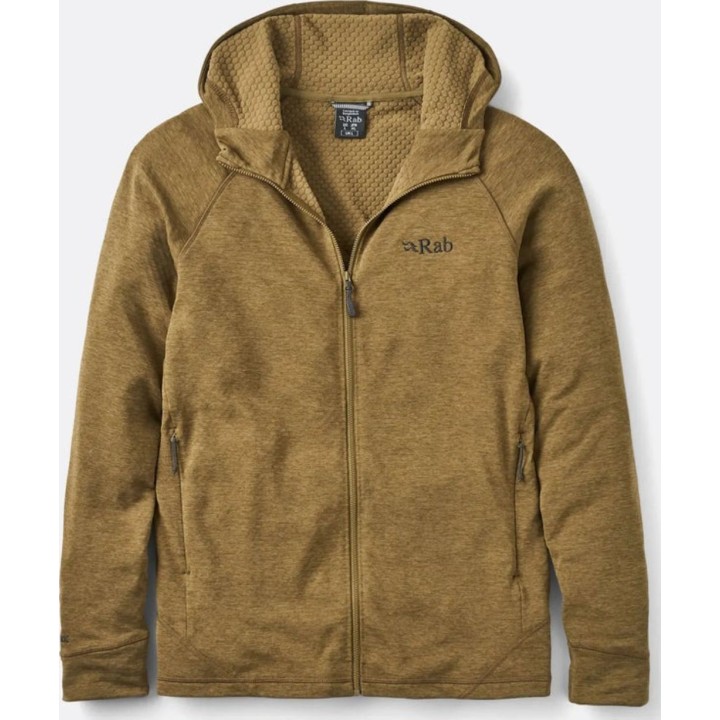 Sudadera con capucha de forro polar ligera Rab Nexus para hombre, color roble, talla XL