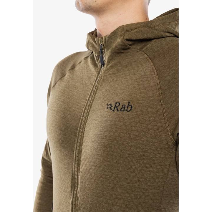 Sudadera con capucha de forro polar ligera Rab Nexus para hombre, color roble, talla XL