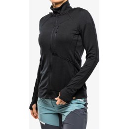 Turbat Ilma 3 Damen-Fleece-Hoodie mit durchgehendem Reißverschluss, tiefschwarz