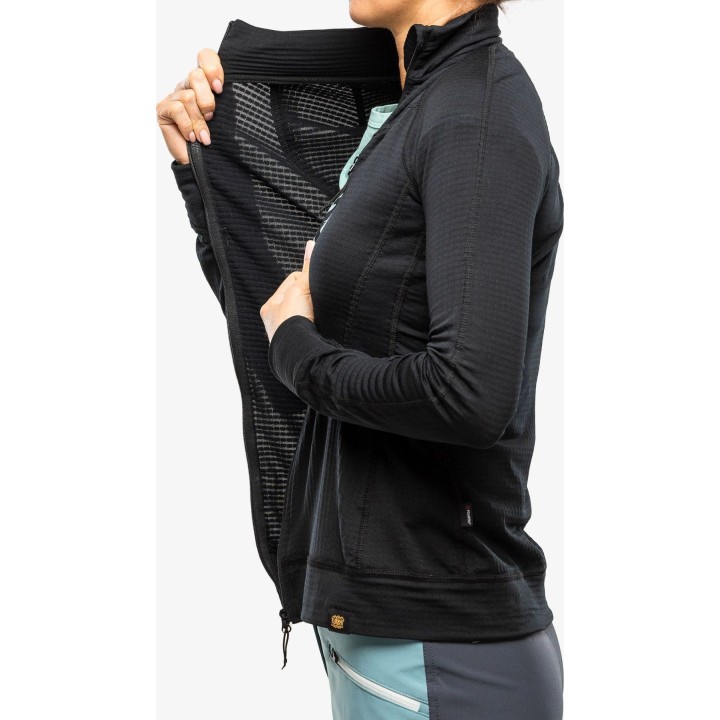 Sudadera con capucha de forro polar Turbat Ilma 3 para mujer, con cremallera completa, color negro azabache