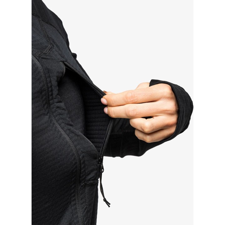 Felpa con cappuccio da donna Turbat Ilma 3 in pile con zip integrale, nero corvino