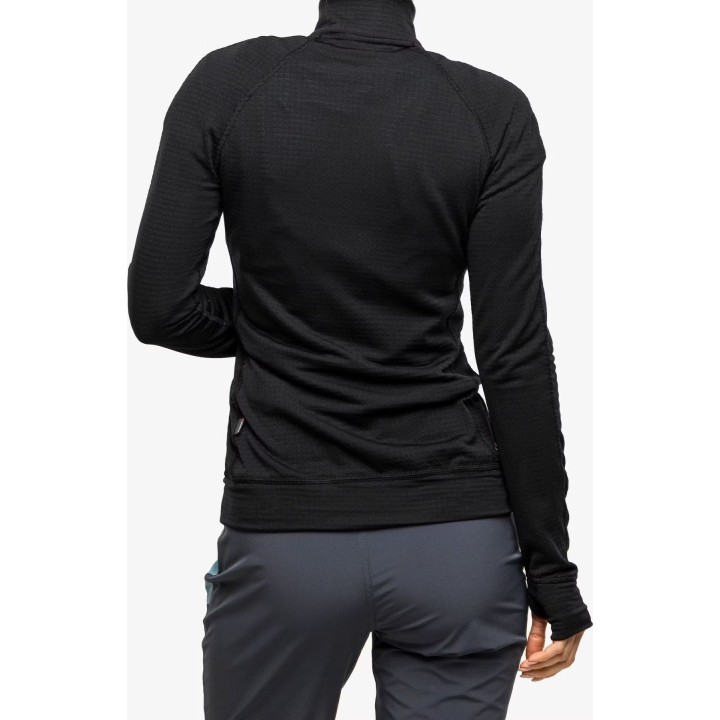 Turbat Ilma 3 Damen-Fleece-Hoodie mit durchgehendem Reißverschluss, Jet Black, Größe L