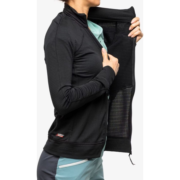 Turbat Ilma 3 Damen-Fleece-Hoodie mit durchgehendem Reißverschluss, Jet Black, Größe L