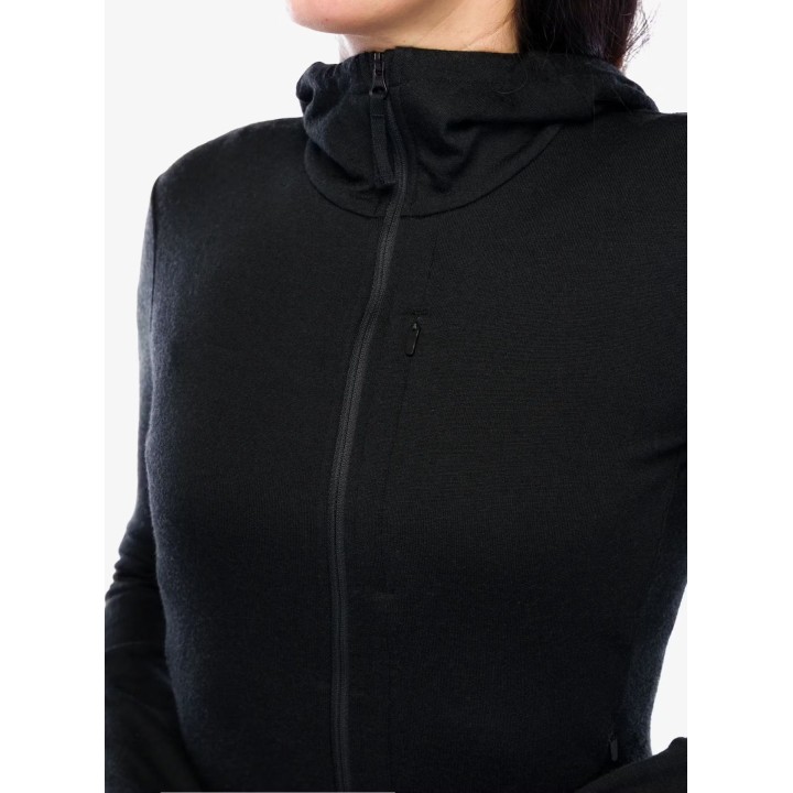 Sudadera con capucha Icebreaker Merino 260 Quantum IV LS para mujer, color negro