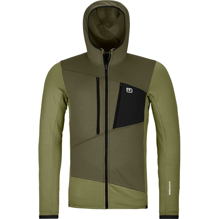 Polo à capuche en polaire Ortovox Fleece Grid pour homme, motif « Wild Herbs », taille S
