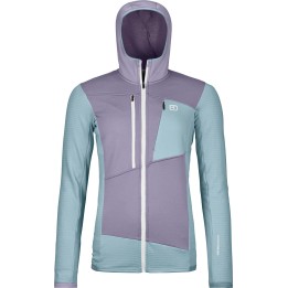 Polo à capuche Ortovox Fleece Grid pour femme, gris glacier, taille L