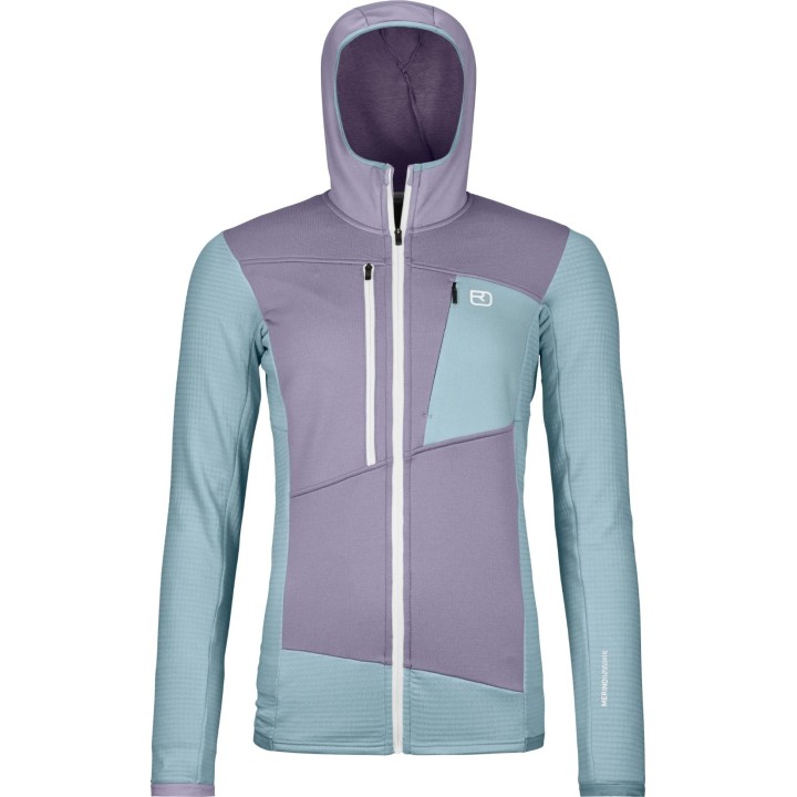 Sudadera con capucha Ortovox Fleece Grid para mujer, color gris glaciar, talla L