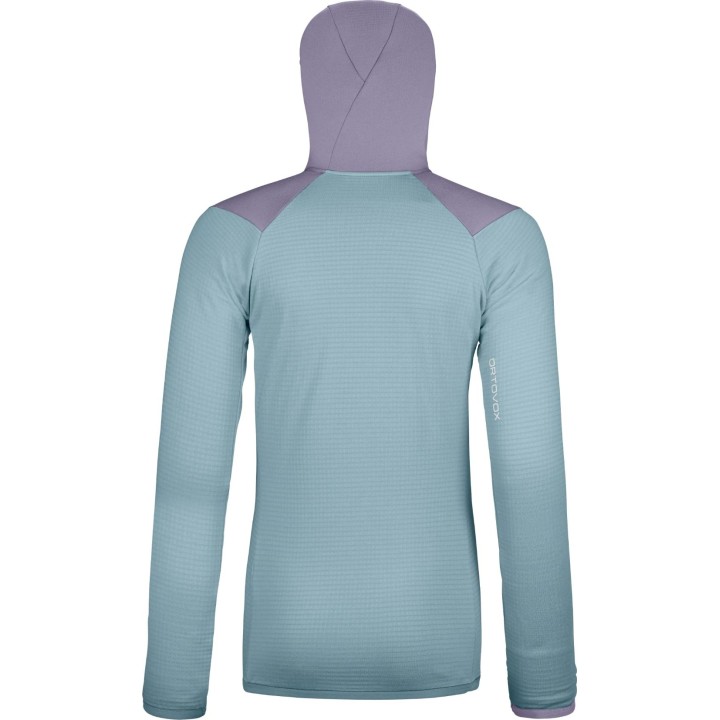 Polo à capuche Ortovox Fleece Grid pour femme, gris glacier, taille L