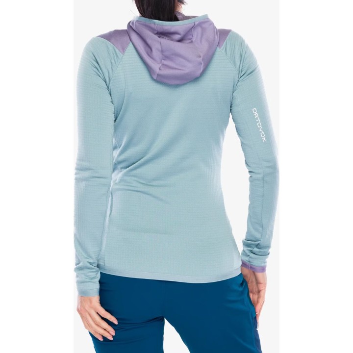 Polo à capuche Ortovox Fleece Grid pour femme, gris glacier, taille L