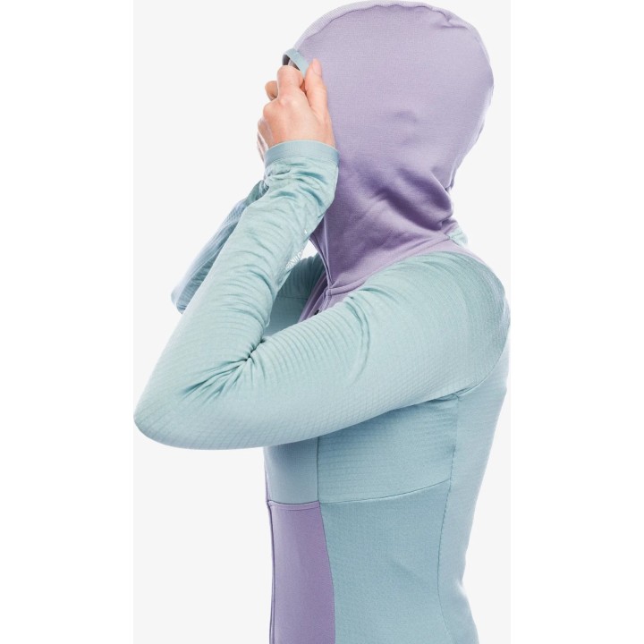 Sudadera con capucha Ortovox Fleece Grid para mujer, color gris glaciar, talla L