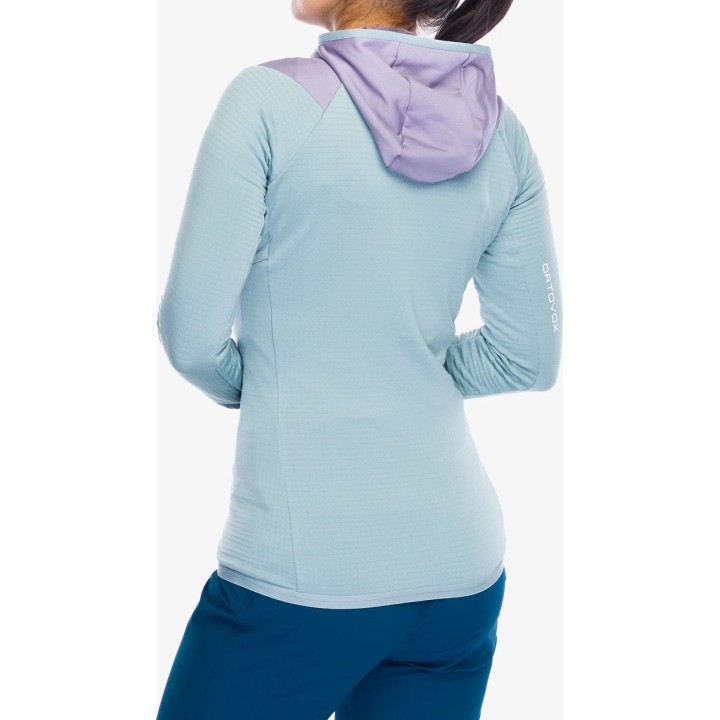 Polo à capuche Ortovox Fleece Grid pour femme, gris glacier, taille L